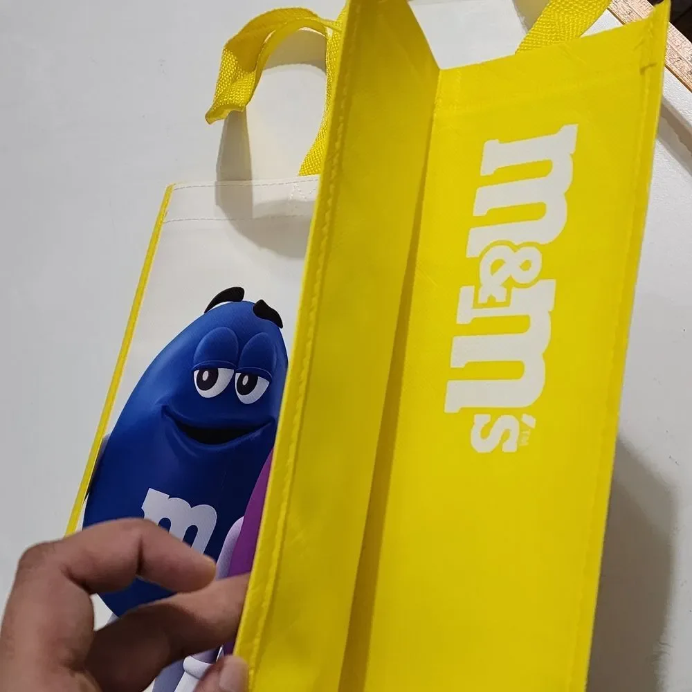 M&M's World 2024 Recyclable Thick Colorful Character Yellow Tote Bag